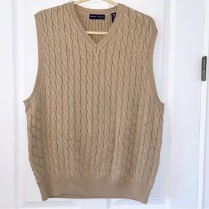 Grant Thomas 100% pima cotton cable knit gold/tan vest size large